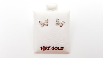 DIAMONDS 18 KT WHITE GOLD SMALL BUTTERFLY PUSH BACK EARRINGS