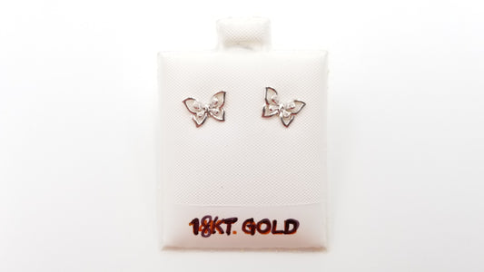 DIAMONDS 18 KT WHITE GOLD SMALL BUTTERFLY PUSH BACK EARRINGS