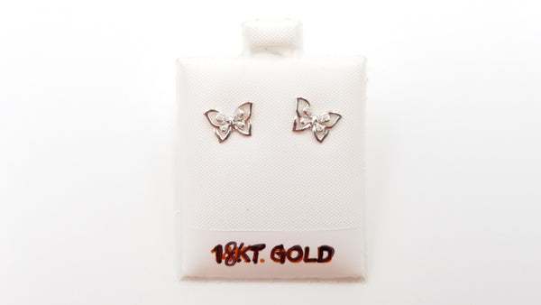 DIAMONDS 18 KT WHITE GOLD SMALL BUTTERFLY PUSH BACK EARRINGS