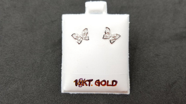 DIAMONDS 18 KT WHITE GOLD SMALL BUTTERFLY PUSH BACK EARRINGS