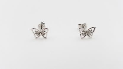 DIAMONDS 18 KT WHITE GOLD SMALL BUTTERFLY PUSH BACK EARRINGS