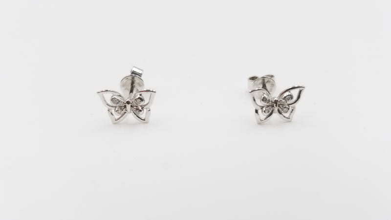 DIAMONDS 18 KT WHITE GOLD SMALL BUTTERFLY PUSH BACK EARRINGS