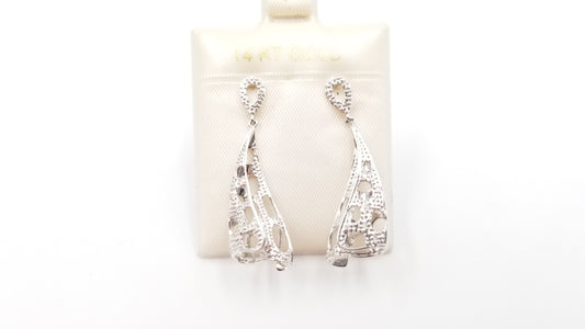 DIAMONDS 14 KT WHITE GOLD SPECIAL DESIGNS PUSH BACKS DANGLE EARRINGS