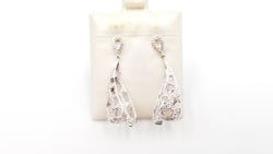 DIAMONDS 14 KT WHITE GOLD SPECIAL DESIGNS PUSH BACKS DANGLE EARRINGS