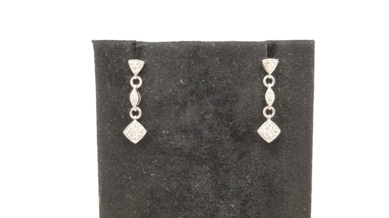 DIAMONDS 18 KT WHITE GOLD SPECIAL DESIGNS PUSH BACKS DANGLE EARRINGS ( CLOSE OUT )