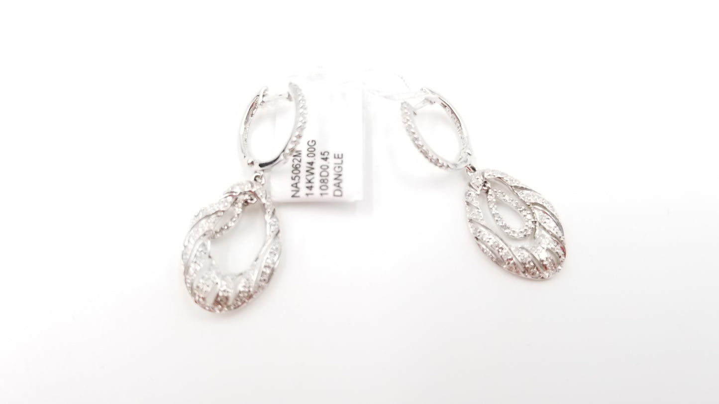 DIAMONDS 14 KT WHITE GOLD DESIGNS DANGLE EARRINGS