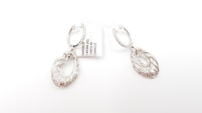 DIAMONDS 14 KT WHITE GOLD DESIGNS DANGLE EARRINGS