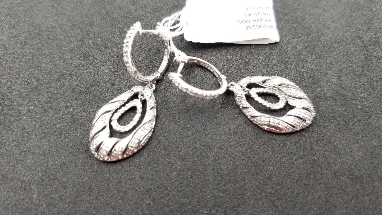 DIAMONDS 14 KT WHITE GOLD DESIGNS DANGLE EARRINGS