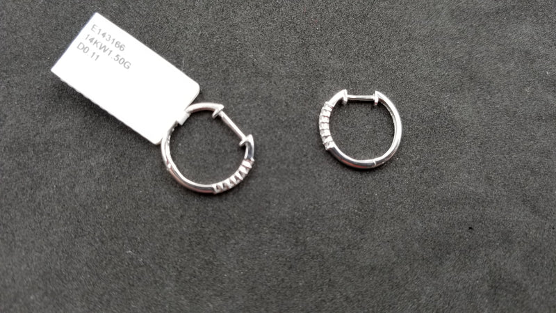 DIAMONDS 14 KT WHITE GOLD HINGED BACKS HOOP EARRINGS