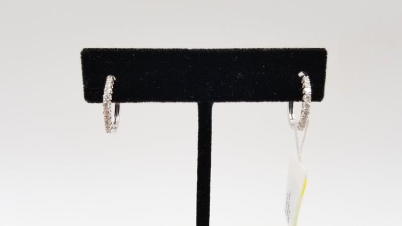 DIAMONDS 18 KT WHITE GOLD HINGED BACKS HOOP EARRINGS