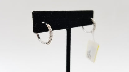 DIAMONDS 18 KT WHITE GOLD HINGED BACKS HOOP EARRINGS