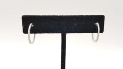 DIAMONDS 14 KT WHITE GOLD IN / OUT HINGED BACKS HOOP EARRINGS