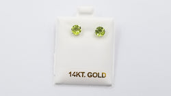 PERIDOT 6MM ROUND 14 KT WHITE GOLD STUDS EARRINGS