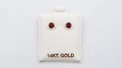 GARNET 5 MM ROUND 14 KT WHITE GOLD STUD EARRINGS