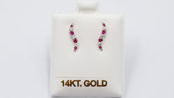 RUBIES WITH DIAMONDS 14 KT WHITE GOLD PUSH BACK EARRINGS