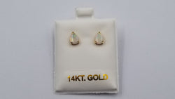 OPAL ( AUSTRALIAN ) PEAR SHAPE 14 KT YELLOW GOLD STUD EARRINGS