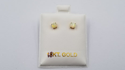 OPAL ( AUSTRALIA ) ROUND 4 MM 14 KT YELLOW GOLD STUD EARRINGS
