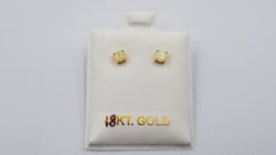 OPAL ( AUSTRALIA ) ROUND 4 MM 14 KT YELLOW GOLD STUD EARRINGS