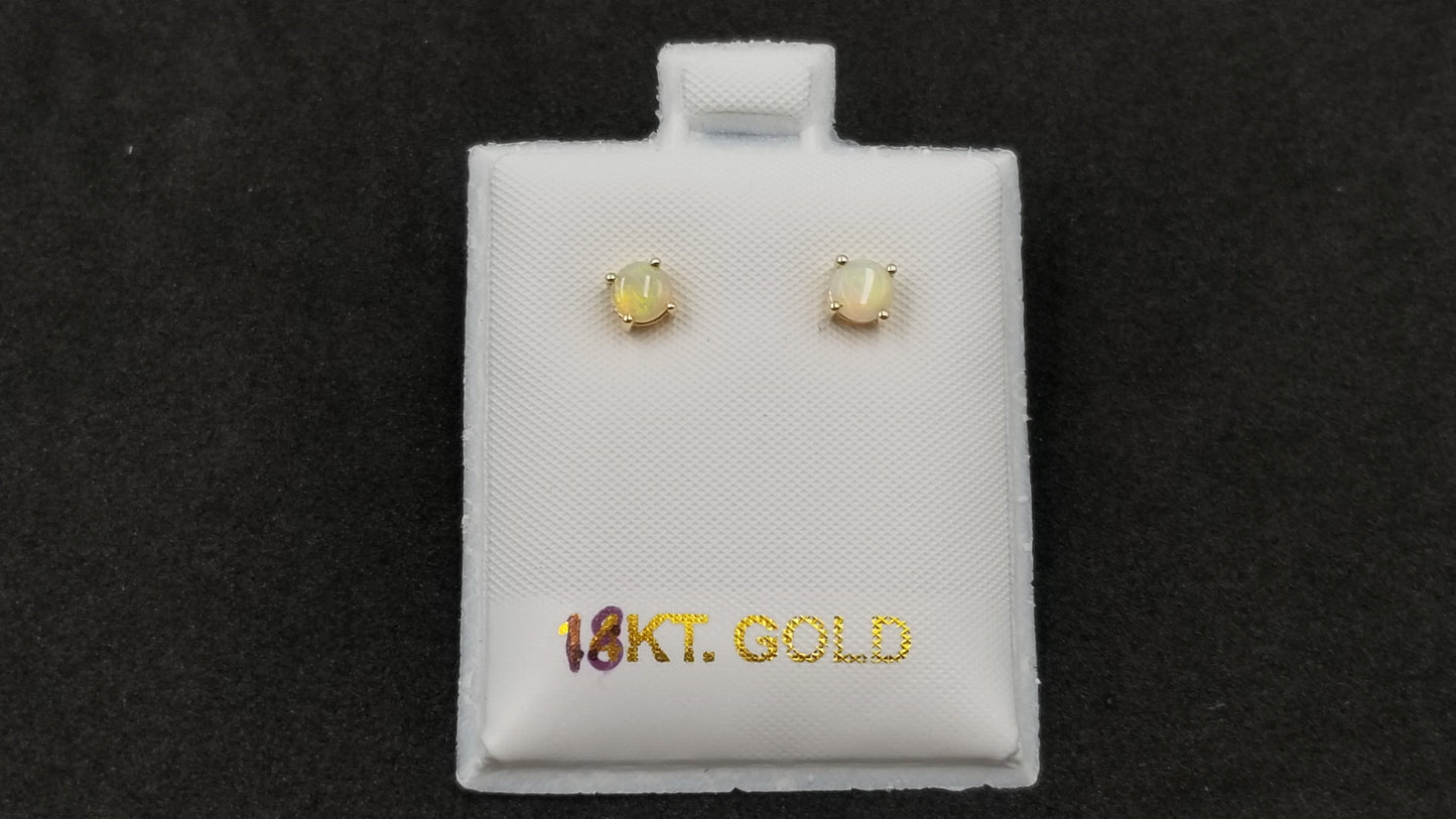 OPAL ( AUSTRALIA ) ROUND 4 MM 14 KT YELLOW GOLD STUD EARRINGS