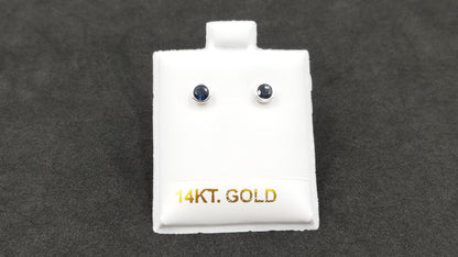SAPPHIRE 4 MM BEZEL SET 14 KT WHITE GOLD STUD EARRINGS