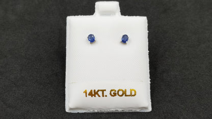 SAPPHIRE 3X4 MM OVAL 14 KT WHITE GOLD STUD EARRINGS
