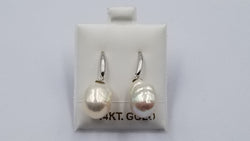 FRESHWATER BAROQUE PEARLS 14 KT WHITE GOLD WIRE DANGLE EARRINGS