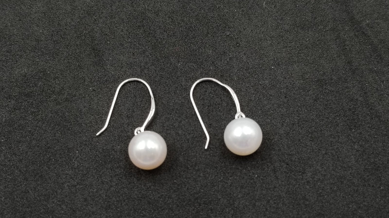 FRESHWATER CULTURED PEARL 7-7.5 MM 14 KT WHITE GOLD WIRE DANGLE EARRINGS