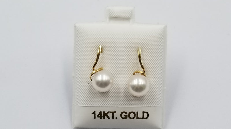 AKOYA CULTURE PEARL AAA 8-8.5 MM 18 KT YELLOW GOLD PUSH BACK EARRINGS