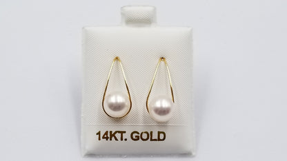 AKOYA CULTURE PEARL AAA 8-8.5 MM 18 KT YELLOW GOLD WIRE EARRINGS