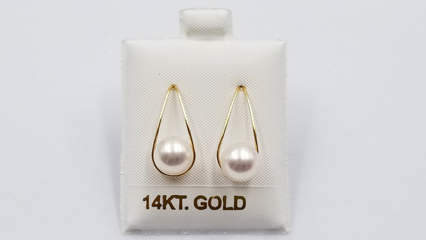 AKOYA CULTURE PEARL AAA 8-8.5 MM 18 KT YELLOW GOLD WIRE EARRINGS