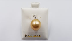 GOLDEN COLOR SOUTHSEA PEARL 12-13 MM BAROQUE SHAPE 14 KT WHITE GOLD PENDANT