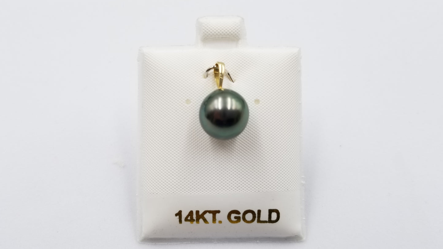 TAHITIAN BLACK PEARL 10-11 MM 14 KT YELLOW GOLD PENDANT