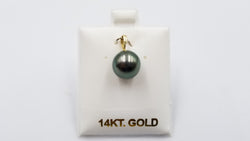 TAHITIAN BLACK PEARL 10-11 MM 14 KT YELLOW GOLD PENDANT