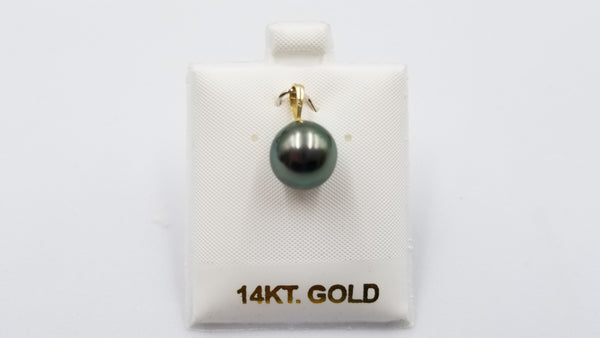 TAHITIAN BLACK PEARL 10-11 MM 14 KT YELLOW GOLD PENDANT