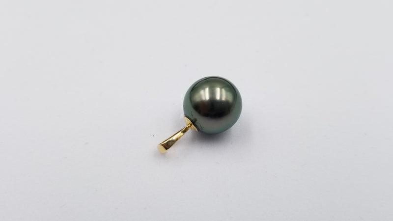 TAHITIAN BLACK PEARL 10-11 MM 14 KT YELLOW GOLD PENDANT