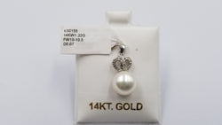 FRESHWATER CULTURE POTATO PEARL WITH DIAMONDS 14 KT WHITE GOLD PENDANT