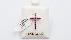 RUBY WITH DIAMONDS 14 KT WHITE GOLD CROSS PENDANT