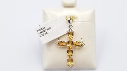 CITRINE ( OVAL ) 14 KT WHITE GOLD CROSS PENDANT