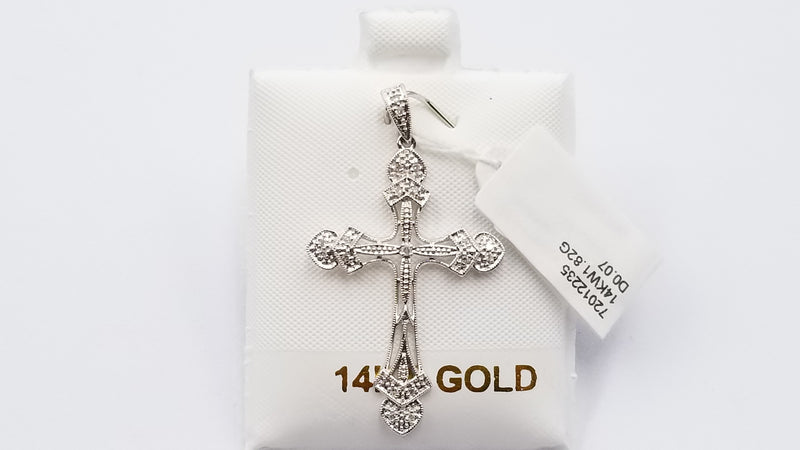 DIAMONDS 14 KT WHITE GOLD CROSS PENDANT