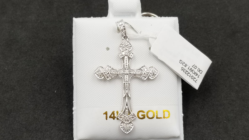 DIAMONDS 14 KT WHITE GOLD CROSS PENDANT