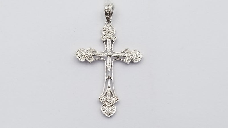 DIAMONDS 14 KT WHITE GOLD CROSS PENDANT