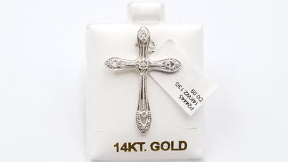 DIAMONDS 14 KT WHITE GOLD CROSS PENDANT