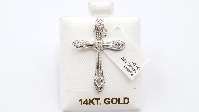 DIAMONDS 14 KT WHITE GOLD CROSS PENDANT