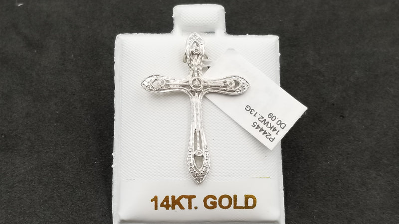 DIAMONDS 14 KT WHITE GOLD CROSS PENDANT