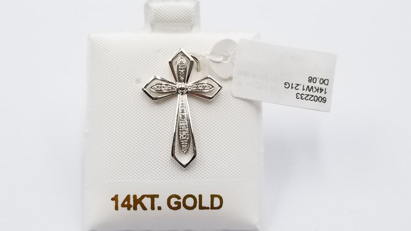 DIAMONDS 14 KT WHITE GOLD CROSS PENDANT