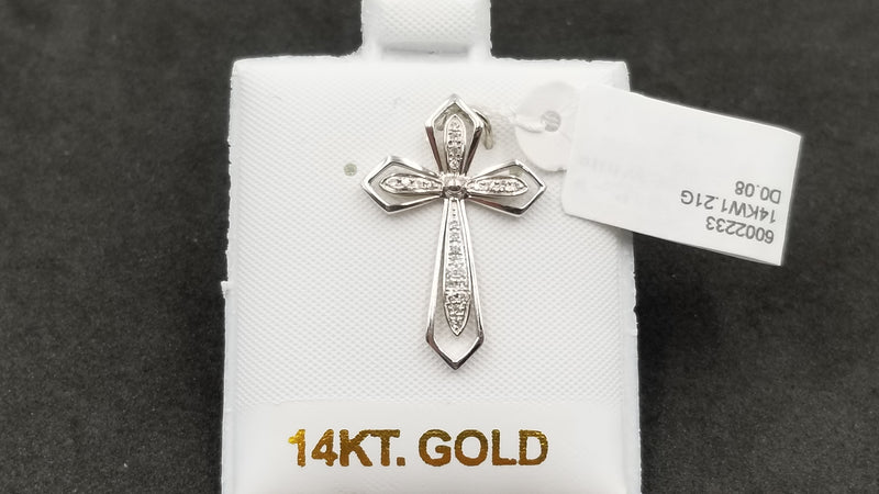 DIAMONDS 14 KT WHITE GOLD CROSS PENDANT