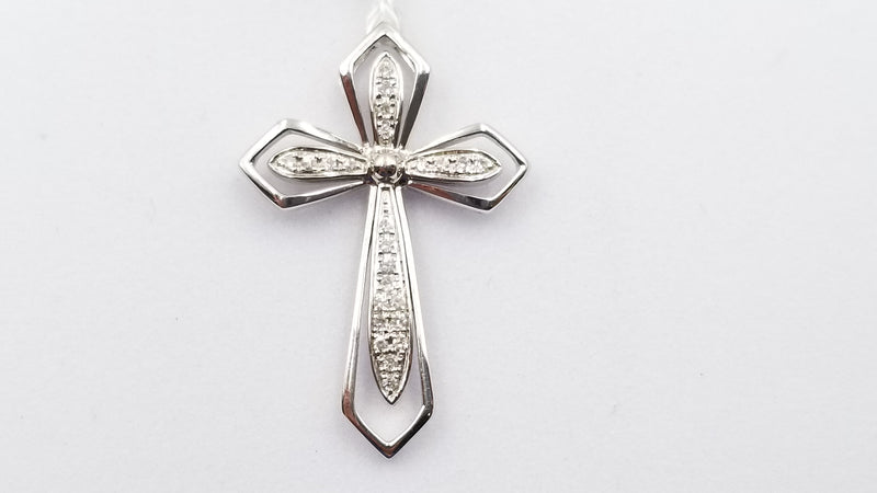 DIAMONDS 14 KT WHITE GOLD CROSS PENDANT