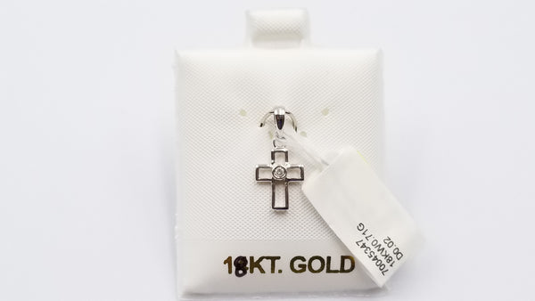 DIAMONDS 18 KT WHITE GOLD SMALL CROSS PENDANT