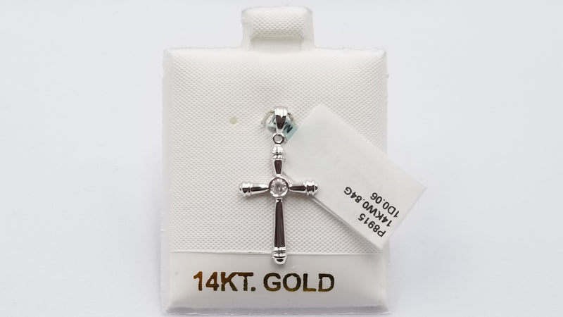 DIAMONDS 14 KT WHITE GOLD CROSS PENDANT