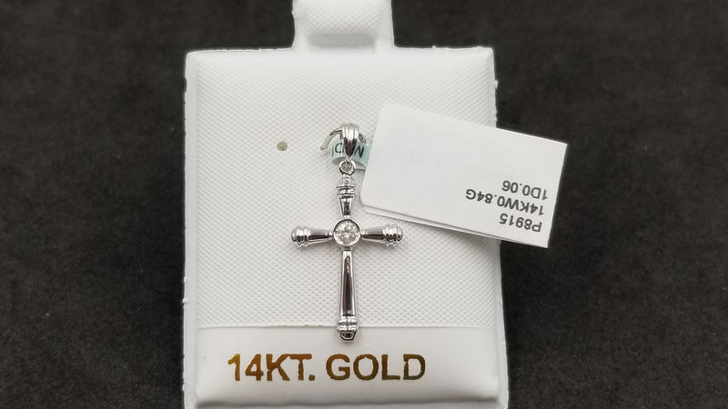 DIAMONDS 14 KT WHITE GOLD CROSS PENDANT